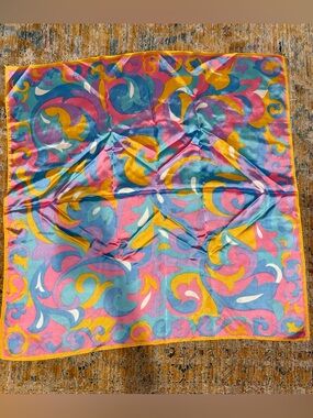 Vintage 60’s Bright Swirl Scarf - Pink, Blue & Yellow